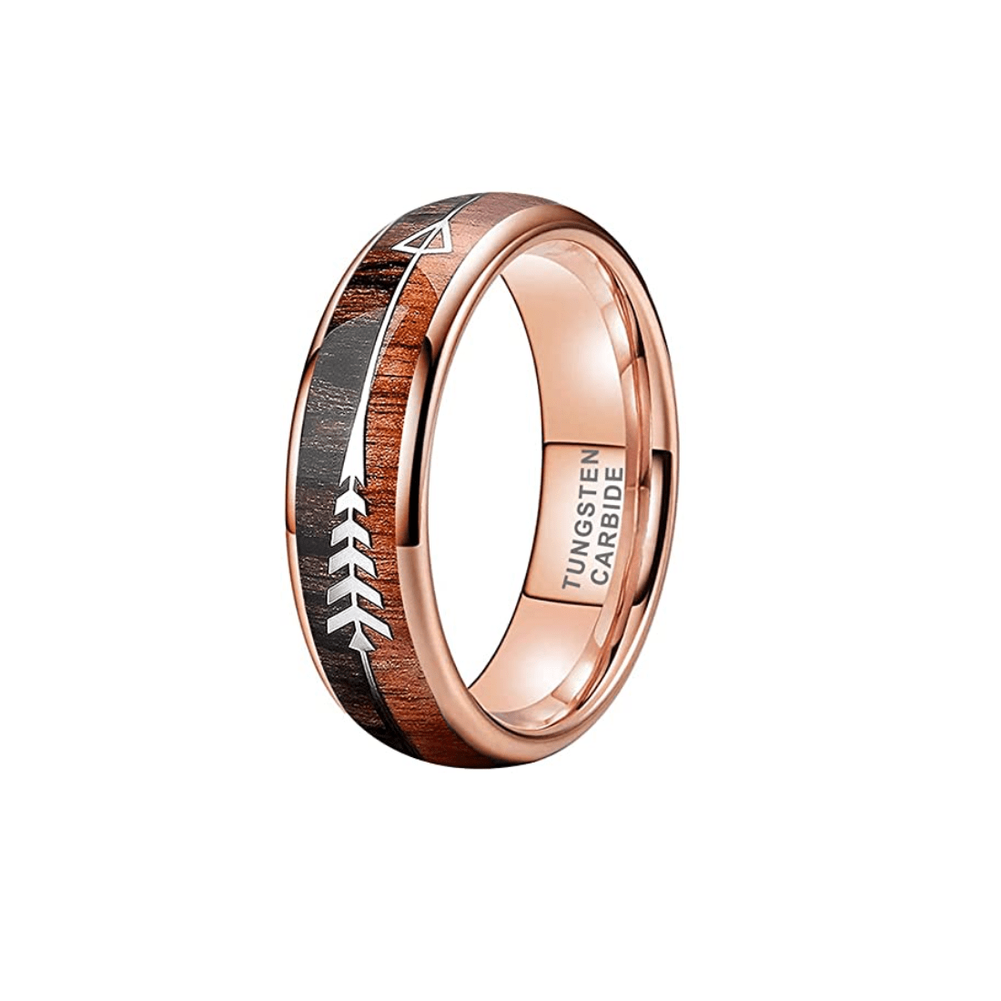 Double Wood Titan - Rose Gold Tungsten with Koa Wood Inlay