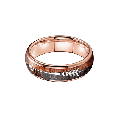 Double Wood Titan - Rose Gold Tungsten with Koa Wood Inlay