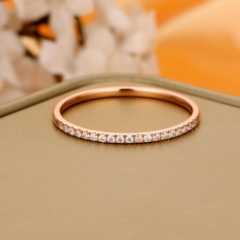 Wedding Band with Moissanite Stones