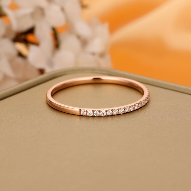 Wedding Band with Moissanite Stones