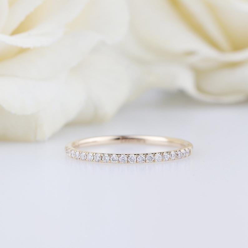 Wedding Band with Moissanite Stones