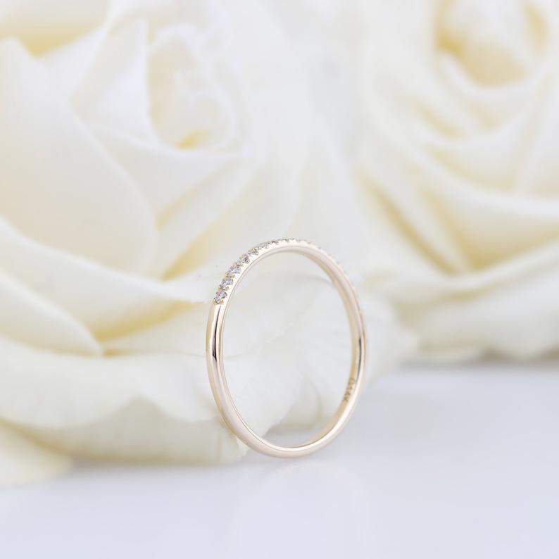 Wedding Band with Moissanite Stones