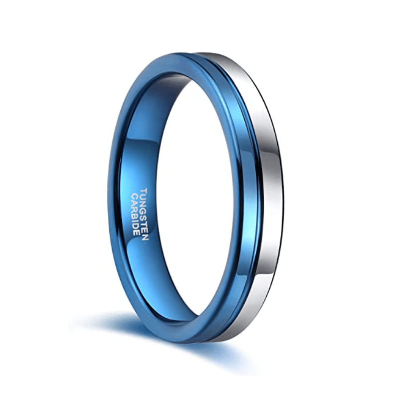 Smooth Sailor - Blue and Silver Tungsten Ring