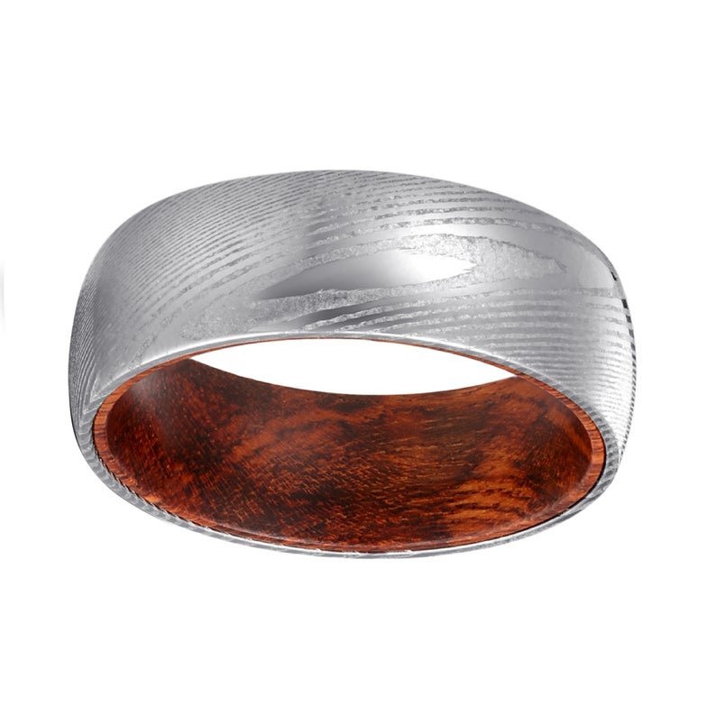 Steel Snake - Damascus Steel Snake Wood Wedding Band