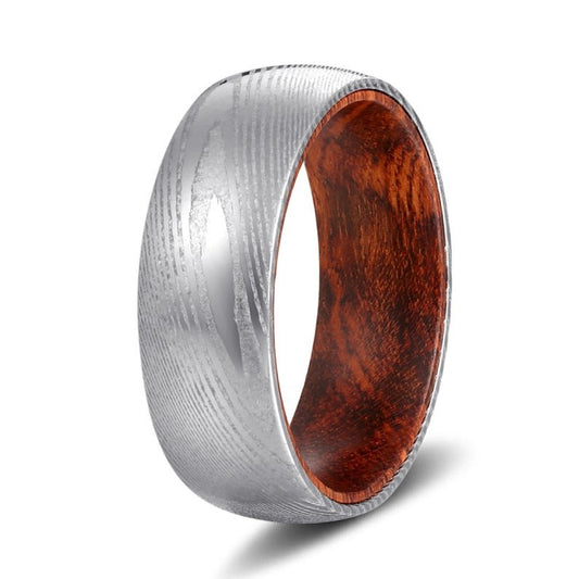 Steel Snake - Damascus Steel Snake Wood Wedding Band