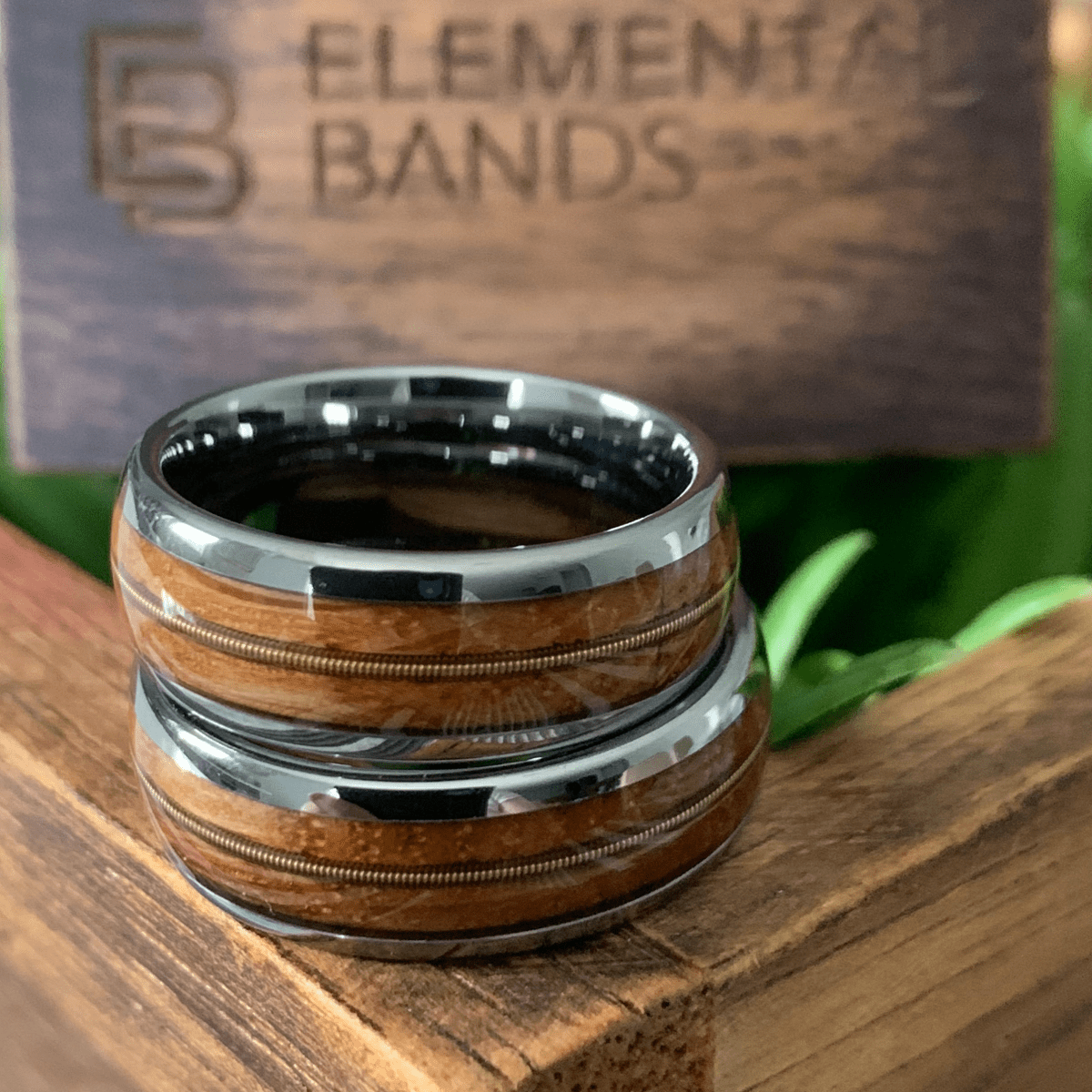 silver tungsten guitar string wedding band