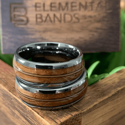 silver tungsten guitar string wedding band