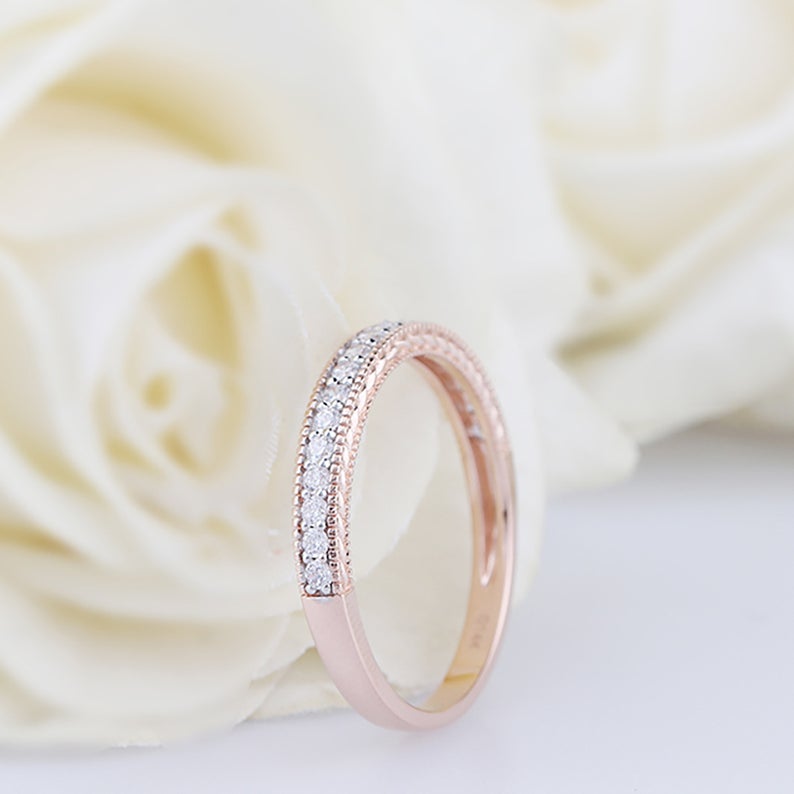 Rose Gold and White Gold Wedding Band