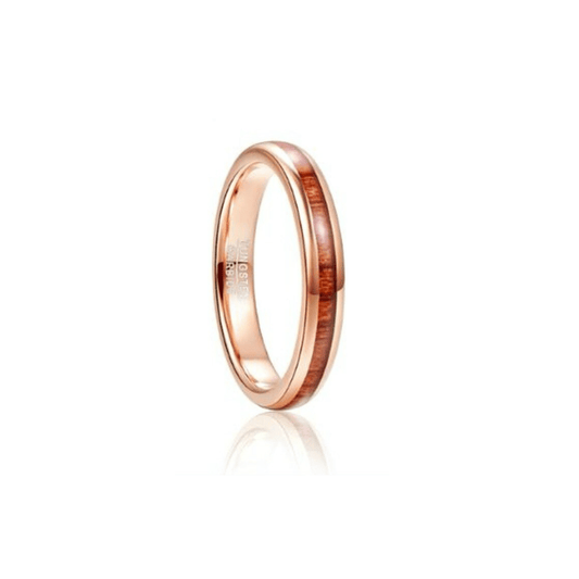 Rose Wood - Rose Gold Tungsten Koa Wood Inlay Wedding Band